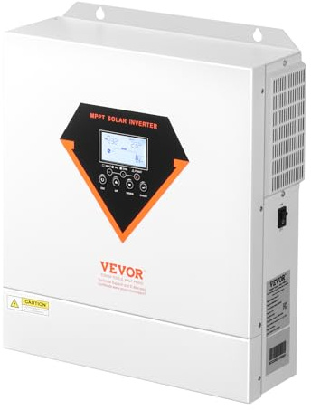 VEVOR Hybrid solcellsomvandlare, 3500 W, ren allt-i-ett, sinusvåg laddare, 24 V DC till 220/230 V AC, med MPPT 100 A styre