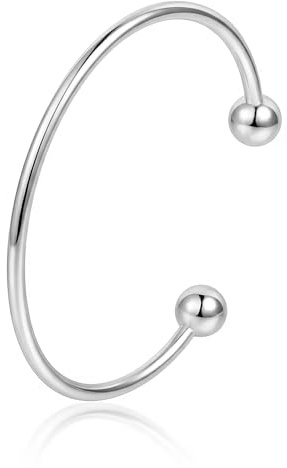 Kritz Damen Armreif Armband Gold Silber Edelstahl 316L Offene Armspange Mit Kugelenden Minimalistischer Schmuck Geschenk für Frauen