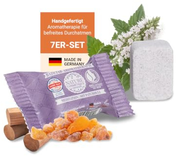 Nature Cosmétique® Certified Aromatherapie Badetabs 7er Set MEDITATION (Zitrusfrisch, Krautig, Würzig, Holzig) – für Entspannung & Achtsamkeit, vegan, Badezusatz – Wellness Geschenkset, wohltuend