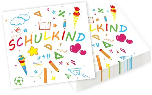 Nexum Servietten Deko Set 33x33cm für Einschulung Schulanfang Junge Mädchen Party Zubehör und Oktoberfest Bayrische Deko mit O'zapft is Prost Girlande aus Wabengewebe Bierfest (40stk)