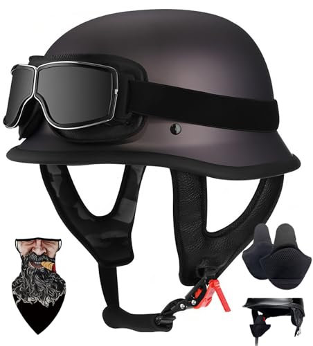 HALYING Casco Moto Vintage Scodella Semi-Aperto Certificato ECE｜ABS Anticollisione + EPS ad Alta Densità｜Fodera Traspirante Rimovibile Adatto per Scooter/Cruiser (Uomo e Donna)