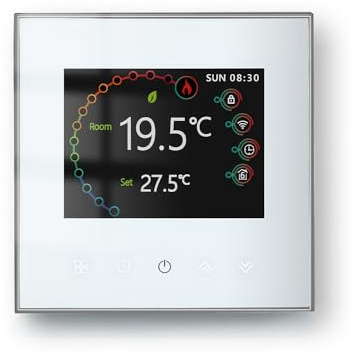 MelkiSmart Wi-Fi Termostato - Serie 2002 Termostato con Pantalla Táctil Programable Adecuado para Sistemas de Agua/Electricidad/Gas - Compatible con Alexa,Google Home,IFTTT