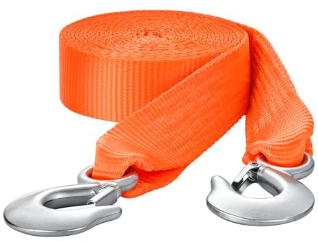 VEVOR Cinghia di Traino per ATV con Ganci, 50,8 mm x 6,1 m Capacità di 7711 kg Corda di Recupero Resistente con Ganci di Sicurezza per Camion e Veicoli, Accessorio di Traino per l'Assistenza Stradale