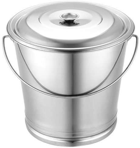 Cubo de Acero Inoxidable con Tapa, contenedor de Compost de Acero Inoxidable 8L, recipientes de Almacenamiento de Alimentos de Gran Capacidad, Cubo de Metal portátil con manija para Grano de harina d