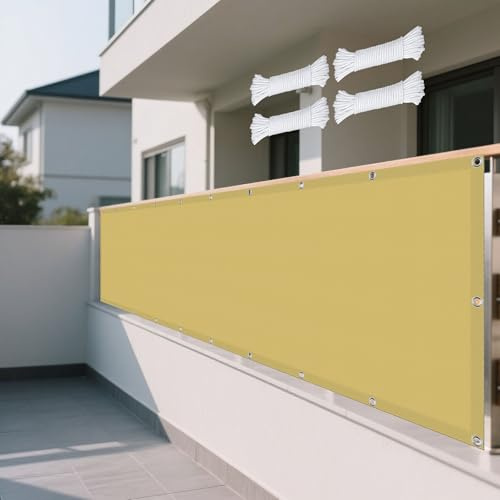 Tenda a Vela Parasole 4 x 8 m Pes Poliestere Impermeabile Vela Ombreggiante Antivento Idrorepellente, con Corde di Supporto per Giardino e Terrazza, Piscina, Color Crema