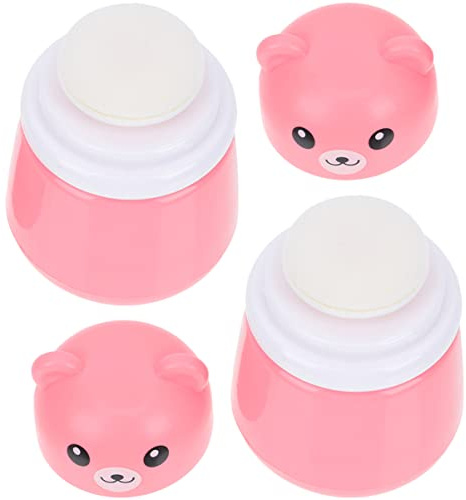 SOIMISS 2 Stück Cartoon Bären Puderquastenbox aus Abs und Pp Bruchfest Transportable Babypuder Dose für Talkumpuder und Loses Puder Aufbewahrungsetui für Babyhautpflege