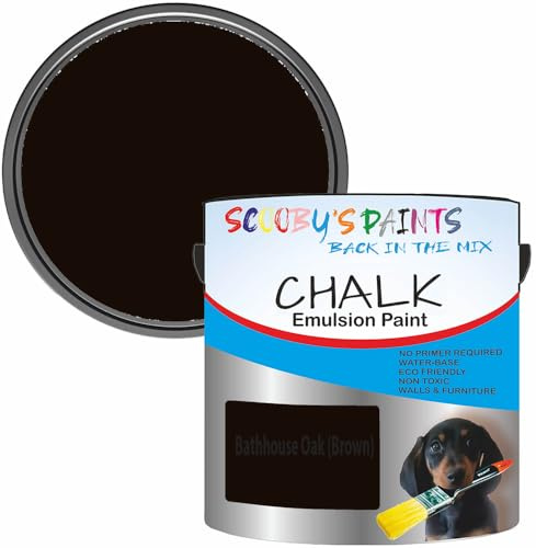 Scooby's Paints Chalk Emulsion Paint, Water-Based, No Primer Required, 250ml, For Walls and Furniture (Bathhouse Oak (Brown))