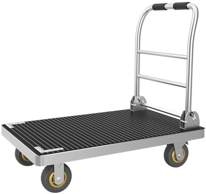 Carretilla de Mano Carro de Placa Acero Industrial, Carro Plataforma Plana, Remolque Compras, Plegable, silencioso, Resistente, Portador Carga for el hogar, pequeño Transpaleta Manual(Pequeño)