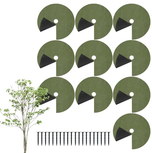 Baumring-Mulch, Pflanzenwurzel-Mulch, Abdeckring mit Bodennägeln, Pflanzenwurzelbarriere – für Garten, Hof, Outdoor, Rasen, Blumenbeet, Bauernhof, Hinterhof