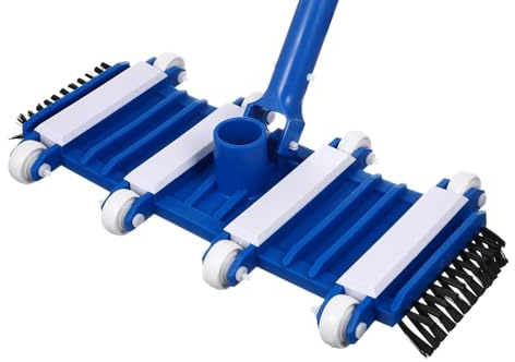 Healifty Tête Aspirateur Piscine Manuelle 14 Pouces PP Bleu Brosse | Piscine, Design Robuste Roues Intégrées, Poignée Flexible, Enlève Feuilles et Débris