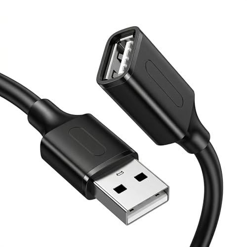 TwinkleHom USB 2.0 Extension Cable, Male to Female Cable 1M, 480Mbps Data Transfer Speed USB-A Plug to Socket Extension Lead for Printer, Scanner, Keyboard, Black (1 Pack)