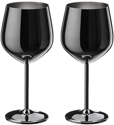 Awwertse Calice da Vino 500ml in Acciaio Inossidabile 304 Colore Nero Coppa per Vino Rosso, per Festa al Bar di Champagne