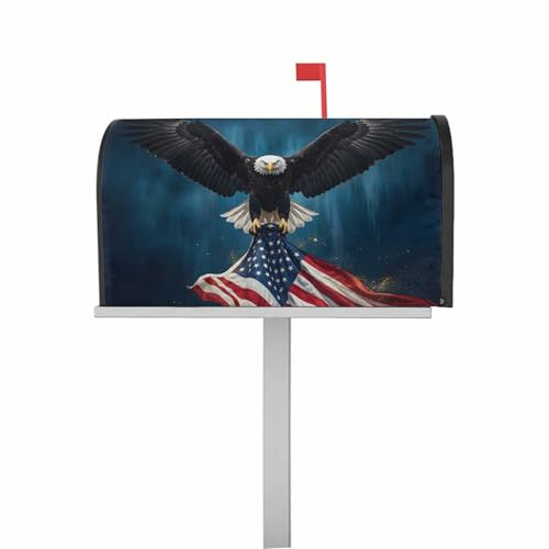 Independence Day Mailbox Covers Magnetic Standard Size, 4th July Eagle American Flag Patriotic Magnetic Mailbox Covers for Garden Outdoor Decorations, Wraps Post Letter Box Cover, 18.5 x 21.7