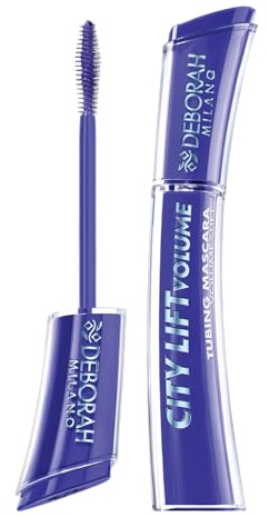 Deborah Milano, Mascara City Lift Volume, Mascara Blu, Effetto Liftante e Allungante, Mascara Tubing Long Lasting fino a 36H, Scovolino in Fibra Conico per Applicazione Senza Grumi