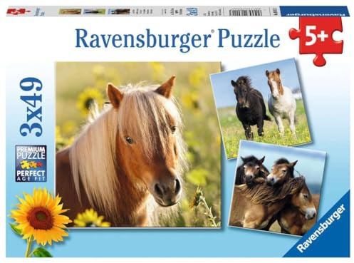 Ravensburger Puzzle Liebe Pferde - 3x49 Teile Puzzle ab 5 Jahre | 3x49 Teile Puzzle, Kinderpuzzle ab 5 Jahre, Ravensburger Qualität