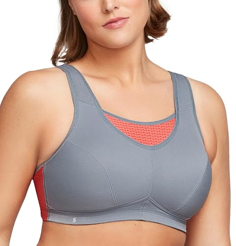 Glamorise dam plusstorlek, trådlös sport-bh med camisole-design, No-Bounce, modell #1067, 105E