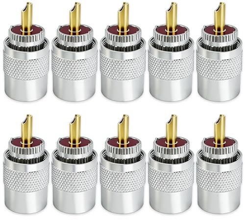 Topcloud UHF/PL-259 Spine per connettori coassiali a saldare maschio con riduttore UG-176 per antenna coassiale cavo coassiale RG8X (confezione da 10)