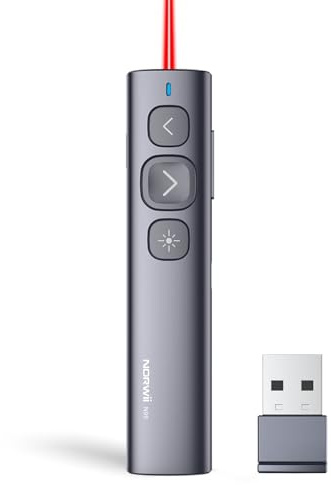 Norwii N95 Presentation Clicker, PowerPoint Clicker for Presentation Remote, Rechargeable Wireless Presenter Pointer, Slide Advancer for PC/Laptop/e-Book in Classroom, Auditorium, Church (Red, USB-A)