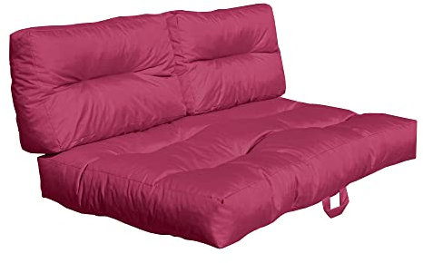GMD Living Outdoor Palettenkissen Set MONSUN (1 Sitzkissen + 2 Rückenkissen), Farbe:Beere