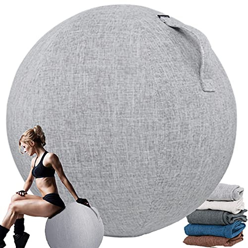 Ballon Grossesse Swiss Ball Siège Bureau 65/75 cm - Chaise pour Fitness/Yoga/Gym/Pilates avec Housse de Protection Antidérapante (65CM, Gris-Blanc)