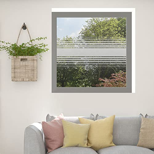 Kiwistar UG Sichtschutzfolie - 40 cm lang - gestreift nach Oben und unten auslaufend Fensterfolie Sichtschutz Milchglas selbstklebend für Bad Dusche Badfenster Blickdicht Büro Terasse Klebefolie