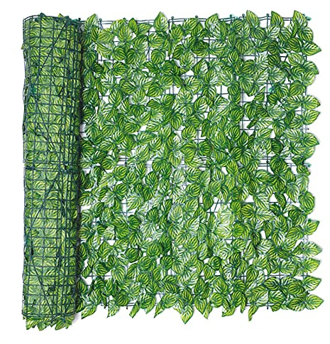 Rotolo Rete Frangivista Frangivento Ornamentale Con Foglie Edera,Siepe Artificiale Per Balcone Edera,Siepe Sintetica Rotolo Siepe Finta Da Esterno Con Foglie Recinzione Giardino Per Arredo Esterno