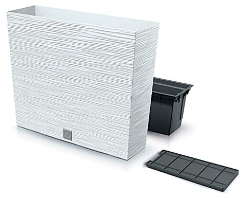 Prosperplast Furu Collection Plant Pot with Container 58 x 18 x 49.8 cm Capacity 12 litres White, 12 L-Alto