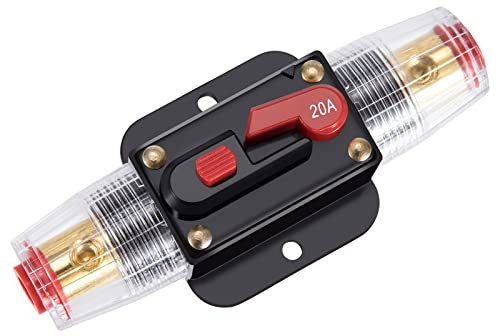 Auto Leistungsschalter 12V-24V DC Manuellen Reset Schalter Kfz Audio Schutzschalter 20 A Automatiksicherungshalter für Car Solar Inverter Systemschutz