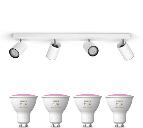 Philips Hue Kosipo Aufbaustrahler (Weiß) - Weißes und Farbiges Licht - Deckenstrahler 4 Flammig - GU10 - Hue White and Color Ambiance