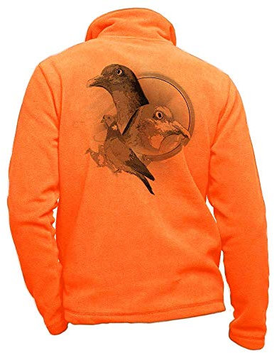 Personalisierte orange Fleece Jagdjacke Ringeltaube - Jagdbekleidung Größe M