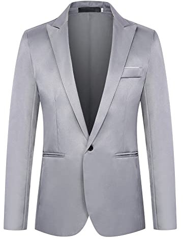 Anzüge Herren Einfarbig Eine Taste Casual Blazer Herren Slim Fit Taschen Dekoration Business Anzug Jacke Herren Langarm Mehrfarbige Optionen Revers Jacke Herren E-Grey L