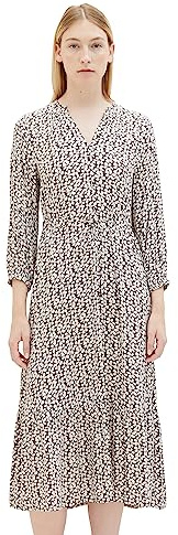 Tom Tailor Damen 1043516 Maxikleid mit Muster & Bindedetail (1er Pack)