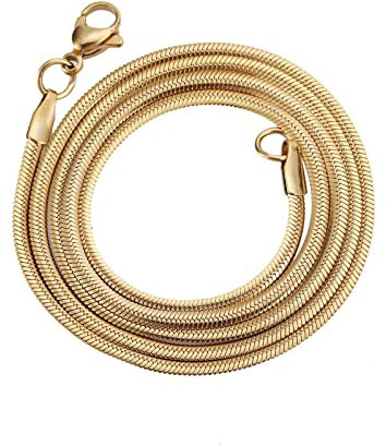 Skcess Edelstahlkette für Männer Gold, Halskette Herren Vintage Snake Lobster-Claw Männer Kette Lange 60CM