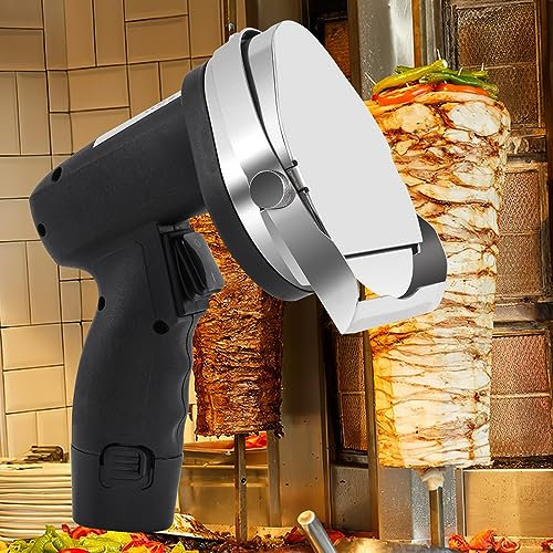 YJINGRUI Electric Kebab Slicer Rechargeable Kebab Cutting Knife Machine 2500RPM with 1-8mm Adjustable Slice Thickness for Cutting kebab(Battery)