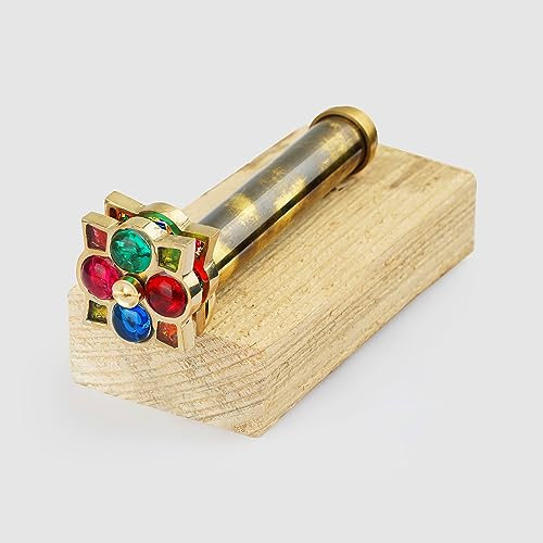 AL QAYIM Handgefertigtes Messing-Kaleidoskop – Vintage-Antik-Design, 3D-Spiegellinse, für Kinder und Erwachsene – faszinierende Muster, endlose kreative Anlässe (kleine Trigon-Blume)