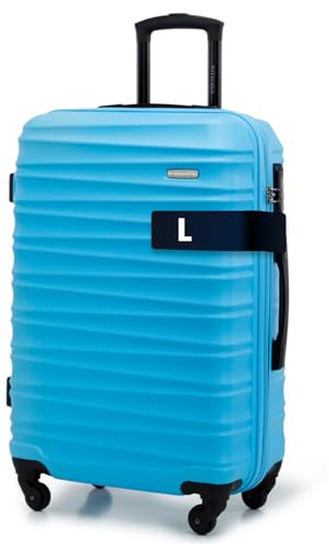 WITTCHEN Valigia Media Trolley Valigia Rigida in ABS Valigia Bagaglio Valigie con 4 Ruote Serratura a combinazione Maniglia telescopica Groove Line blu Ryanair/ITA Airways/easyJet