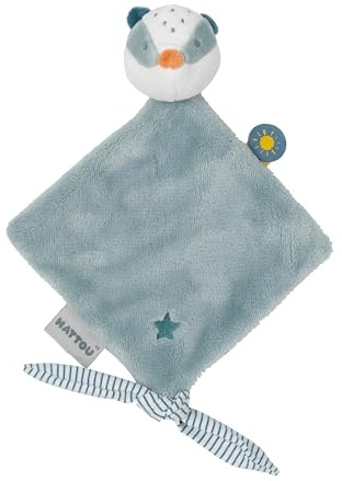 Nattou Mini-Schnuffeltuch aus Polyester, Dachs Felix, Für Neugeborene und Frühchen, Ca. 28 cm, Felix und Leo, Hellblau