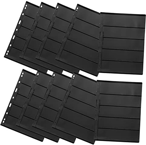 PRETYZOOM Stamp Collection Loose-leaf Binder Sheets 10pcs A5 Size 9-hole Double-sided Black Background for Stamp Storage and Collecting