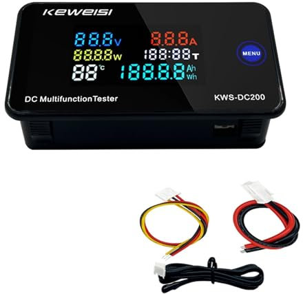 NFDBDGZD DC 0-200V Voltímetro Amperímetro KWS-DC200 Medidor de Energía LED Digital DC Vatímetro Medidor Eléctrico con Función de Reinicio 0-100A(100A-KWS-DC200)