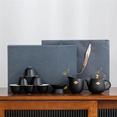 Service à Thé Pour Adultes Tasse Thé En Céramique Expresso Arabe Tasse Café Kung Fu Chinois Ensembles Tasses Thé Clair Bol Thé Japonais Boîte Service 6 Pièce/ensemble Théière Service Thé (Color : A)