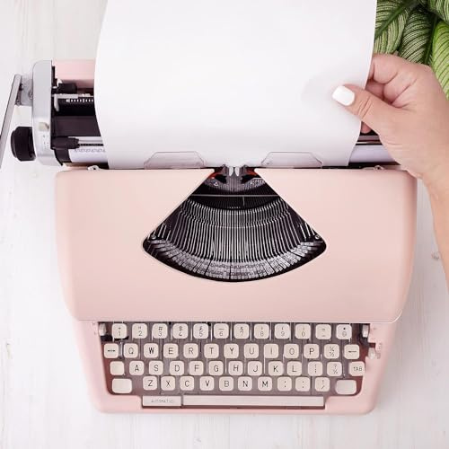 Machine à écrire manuelle portable vintage rose – Processeur de texte classique rétro – Parfait pour les écrivains, les journalistes et les amateurs de machine à écrire