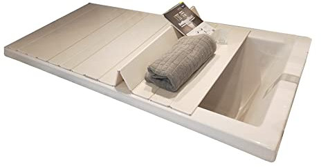 DMMFTERL Vassoio per Vasca da Bagno Copri Vasca Pieghevole - Personalizzabile, Coperchio per Vasca, Porta Vasca Multifunzionale - Vite in PVC e Acciaio Inossidabile 304, Spessore 0,6 cm (di