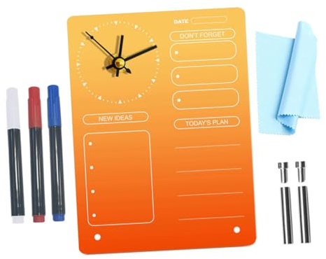 RORPOIR 1satz Acryl-planungstafel Mit Uhr Transparentes Tisch-notizboard Für To-do-listen Ziele Und Termine Elegantes Beschreibbares Desktop-whiteboard Für Büro Und Zuhause