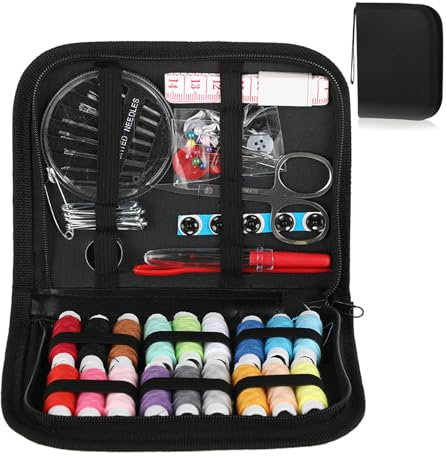 FHISKUNYU Nähset Grundausstattung, 86-teiliges Sewing Kit, Nähzeug, 18 Farben Spulen, mit Schere, Maßband und mehr, ideal für Reisen und Zuhause