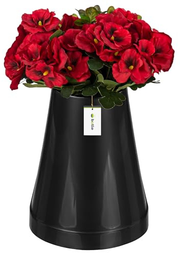 Cimitero a forma di cono, decorazione per tomba, vaso per tomba, vaso per fiori, altezza 25 cm, diametro 11,5 cm, grafite, composizioni per fiori vivi e artificiali