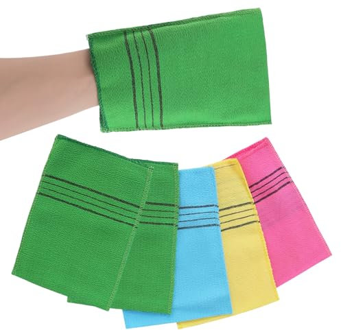 Wanmu 5 Stück Peeling Waschlappen, Peelinghandschuhe Schrubben Waschlappen Handschuhe Wiederverwendbare für Tiefe Saubere Tote Haut Entfernen Schmutz Reinigung Poren
