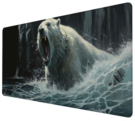 Alfombrilla Ratn Gaming, Alfombrilla Ratón, Mouse Pad, Alfombrilla para Computadora con Base de Goma Antideslizante para Ratón con Cable o Inalámbrico PC/Mac Mouse Mat (Oso)(1500x800x3mm)(Gris) 5-2-0