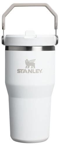Stanley IceFlow 2.0 Vaso con pajita plegable con asa 590 ml | Cierre giratorio y pajita desplegable | Botella de agua a prueba de derrames | Acero inoxidable aislado | Sin BPA | Frost