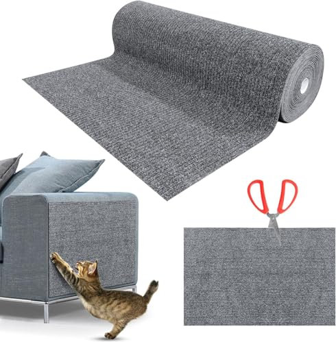 Cat Scratching Mat,Wall Protector Self Adhesive, Anti-Scratch Furniture Protectors,DIY Trimmable Cat Scratch Furniture Protector Pad for Wall/Sofa/Floor