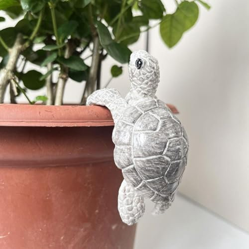 BBASILIYSD Tortoise Figure Plant Pot Hanger,Sea Turtle Figure Plant Pot Hanger,Resin Hanging Turtle Statue,Cute Animal Hanging Turtle Statue,for Yard Garden Vase Patio Pond Decorations